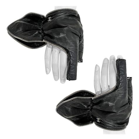 chanel gloves black|chanel fingerless leather gloves.